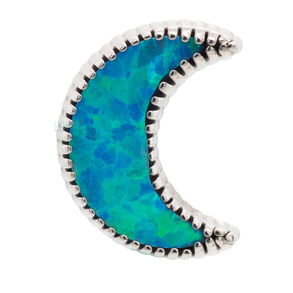 Cabochon Moon Threaded End in Gold with Opal