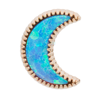 Cabochon Moon Threaded End in Gold with Opal
