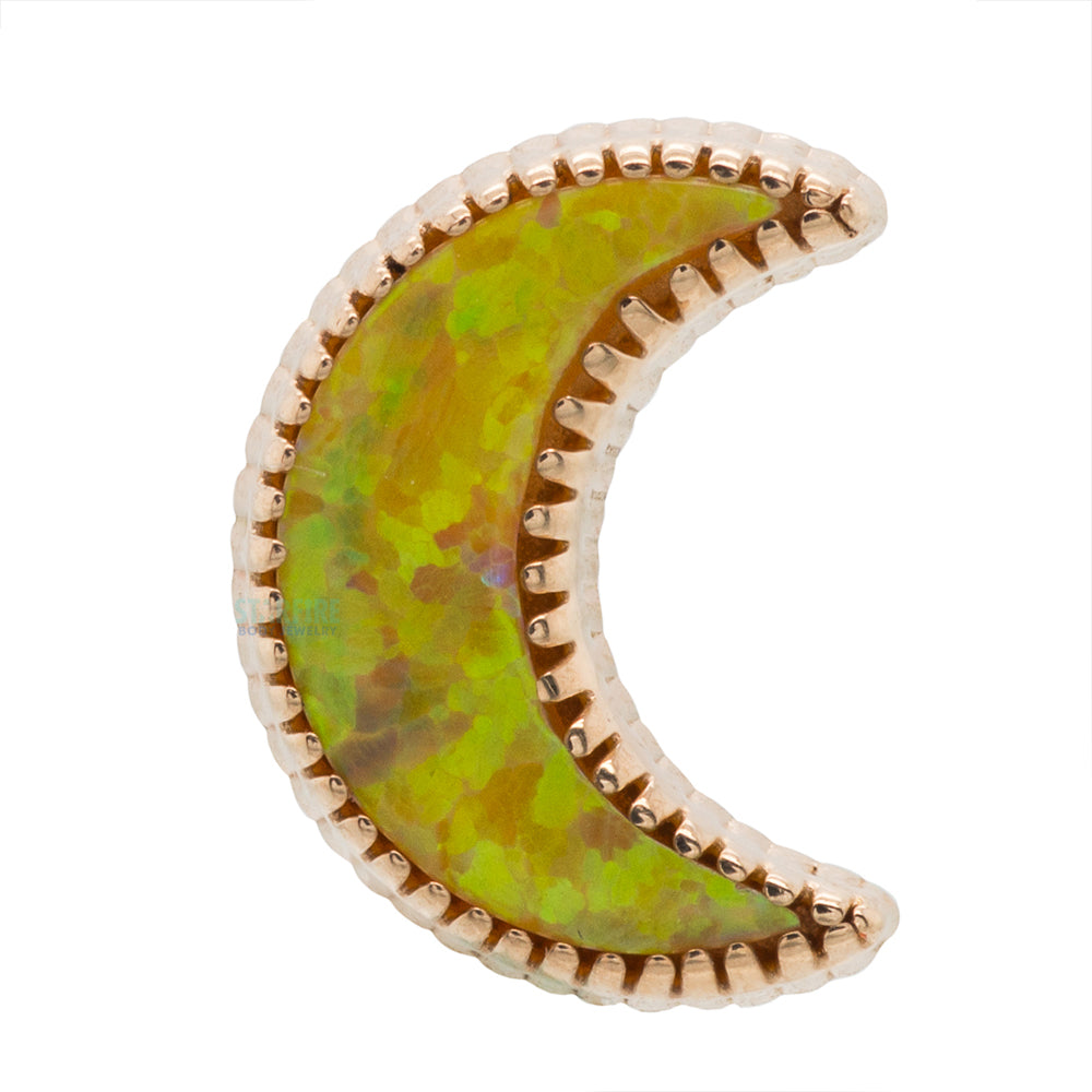 Cabochon Moon Threaded End in Gold with Opal