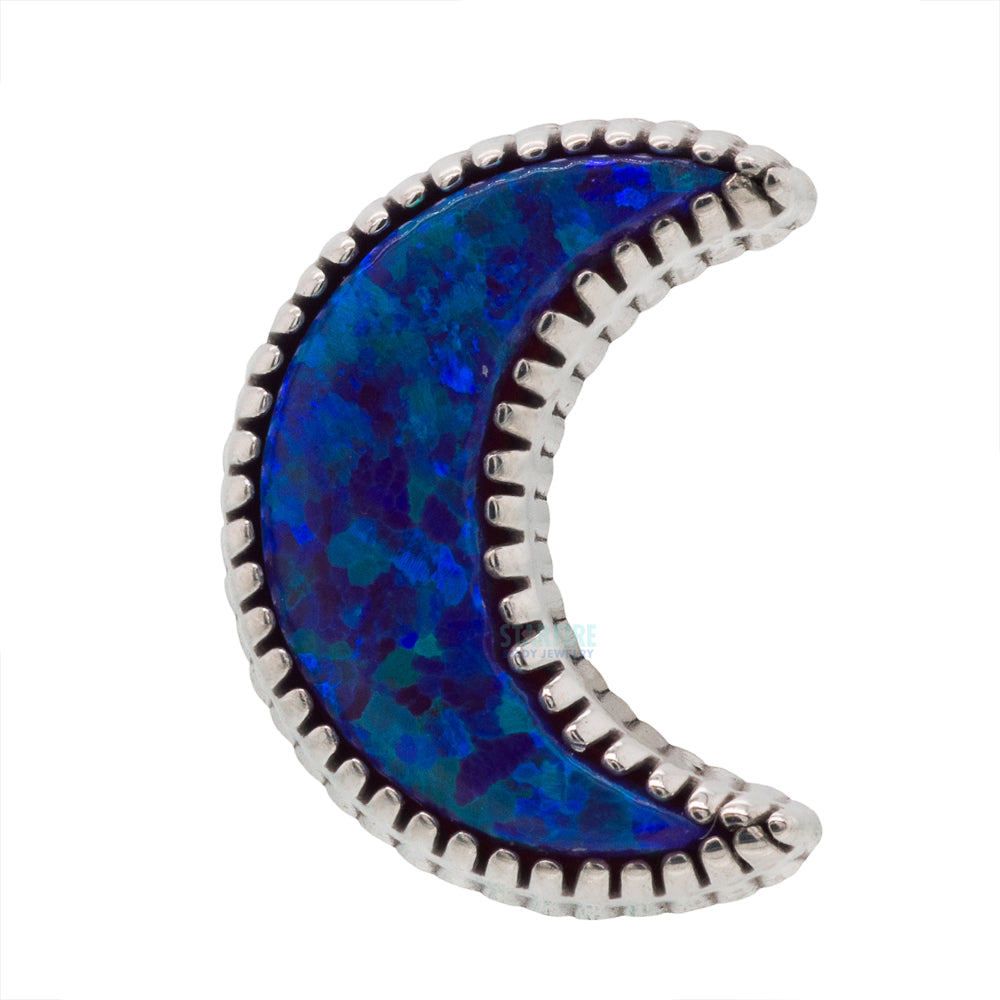 Cabochon Moon Threaded End in Gold with Opal