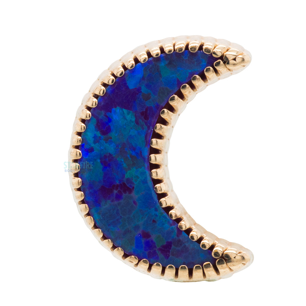 Cabochon Moon Threaded End in Gold with Opal