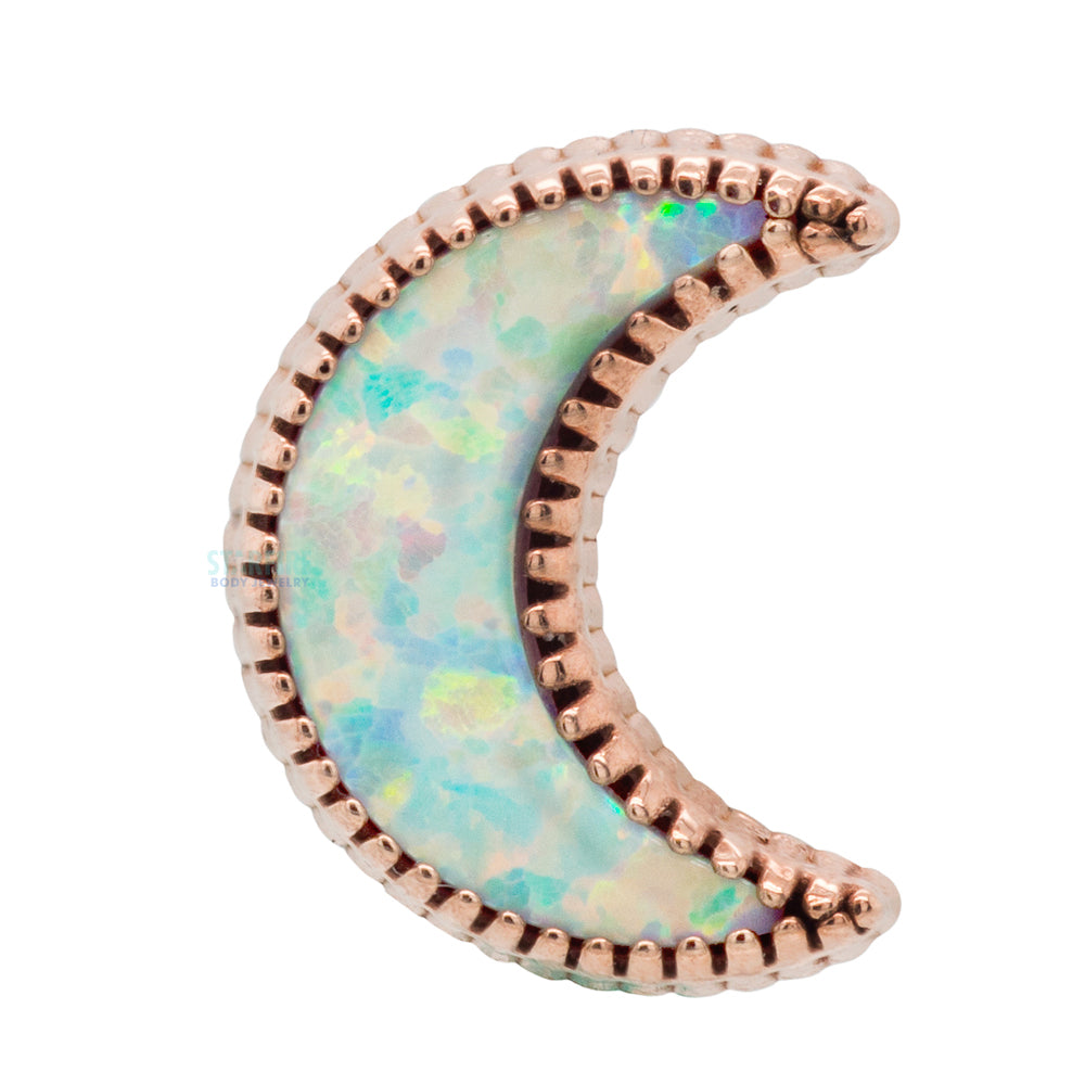 Cabochon Moon Threaded End in Gold with Opal