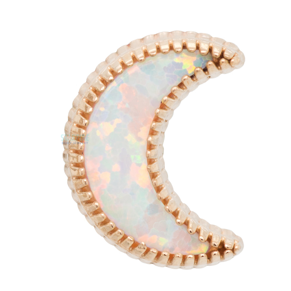 Cabochon Moon Threaded End in Gold with Opal