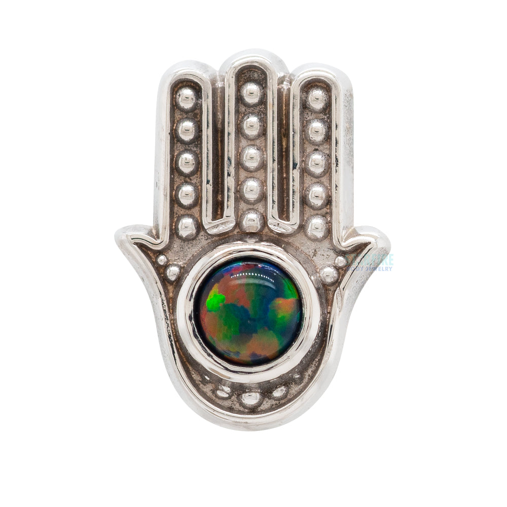 "Hamsa" Threaded End in Gold with Opal