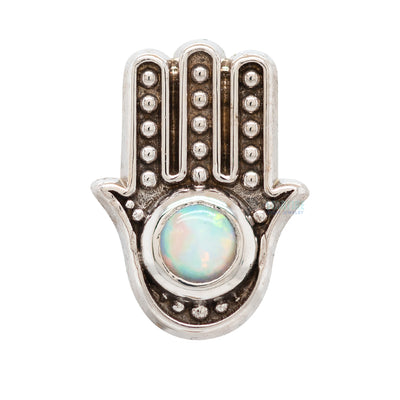 "Hamsa" Threaded End in Gold with Opal