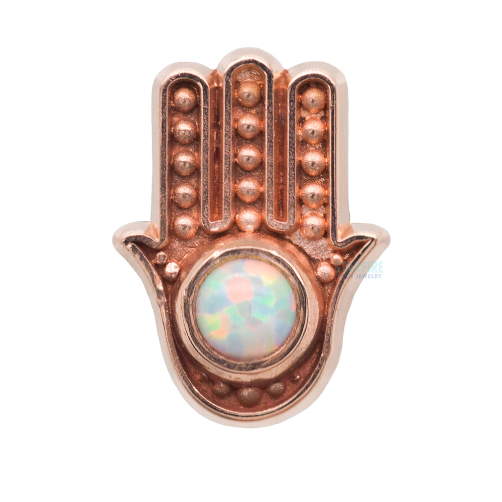 "Hamsa" Threaded End in Gold with Opal