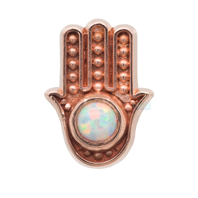 "Hamsa" Threaded End in Gold with Opal
