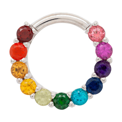 Gem "Oaktier" Hinge Ring in Gold Rainbow with Genuine Gemstones