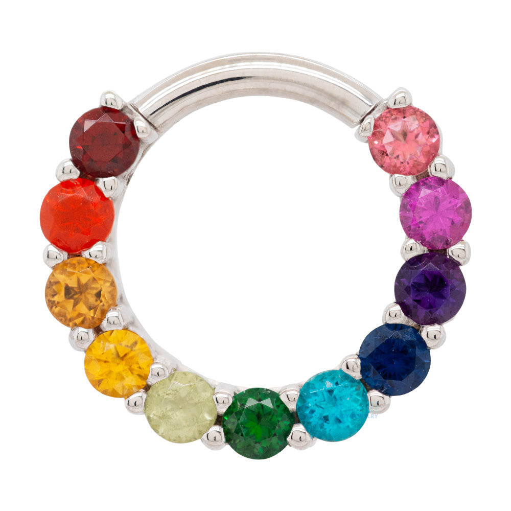 Gem "Oaktier" Hinge Ring in Gold Rainbow 1 with Genuine Gemstones
