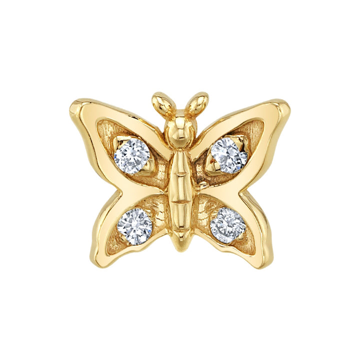 Butterfly Threaded End in Gold & Platinum with DIAMONDS