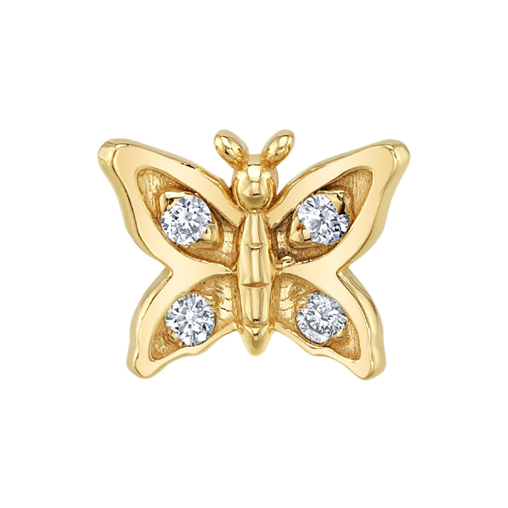 Butterfly Threaded End in Gold & Platinum with DIAMONDS
