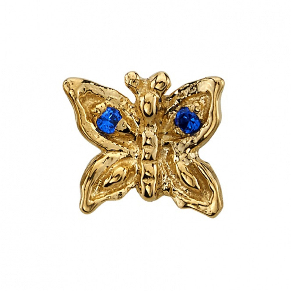 Butterfly Threaded End in Gold with Blue Sapphires