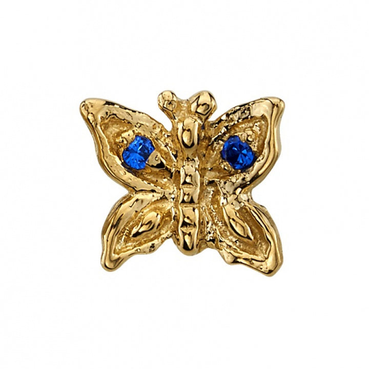 Butterfly Threaded End in Gold with Blue Sapphires