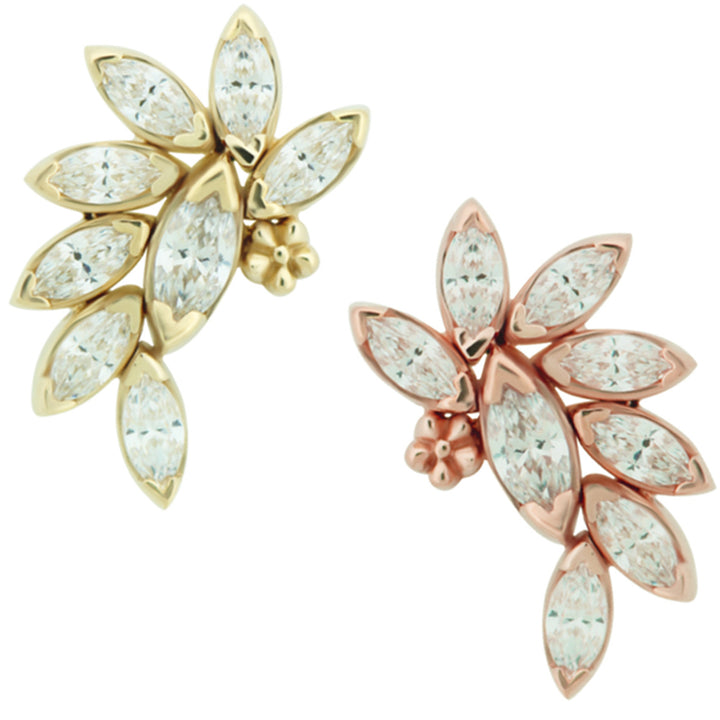 "Ethel" Threaded End in Gold with White Diamonds