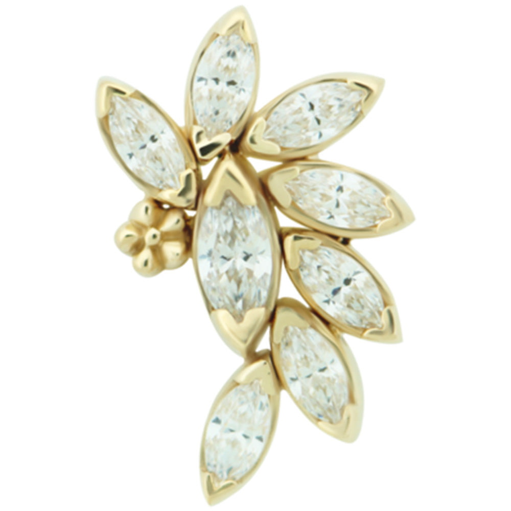 "Ethel" Threaded End in Gold with White Diamonds