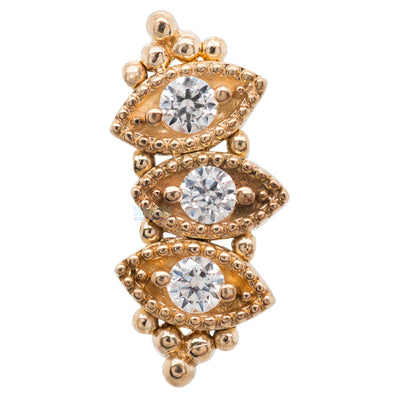 "Claudette" Threaded End with Faceted Gems in Gold