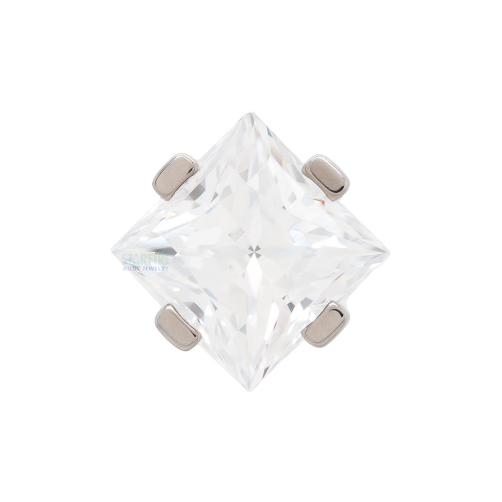 threadless: Prong-Set Square Princess Star-Cut Faceted Gem End