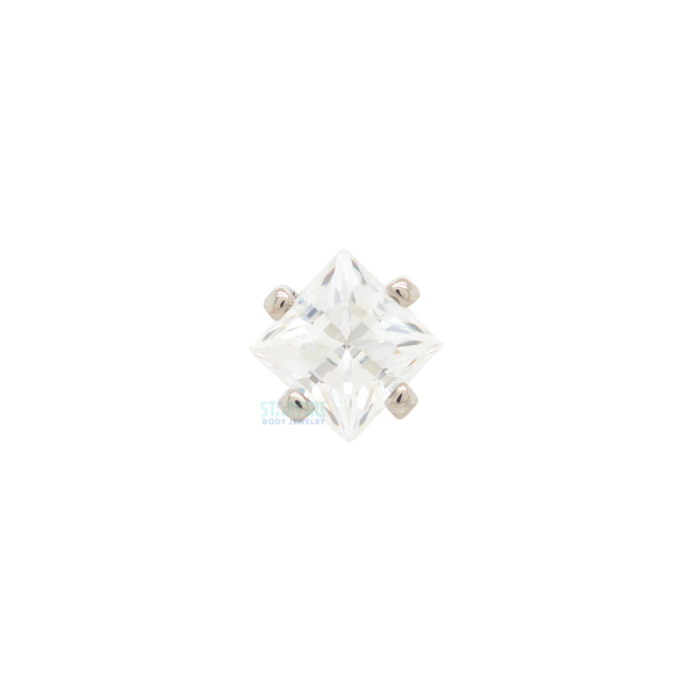 threadless: Prong-Set Square Princess Star-Cut Faceted Gem End
