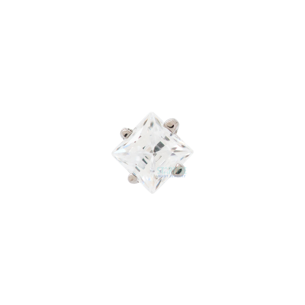 threadless: Prong-Set Square Princess Star-Cut Faceted Gem End