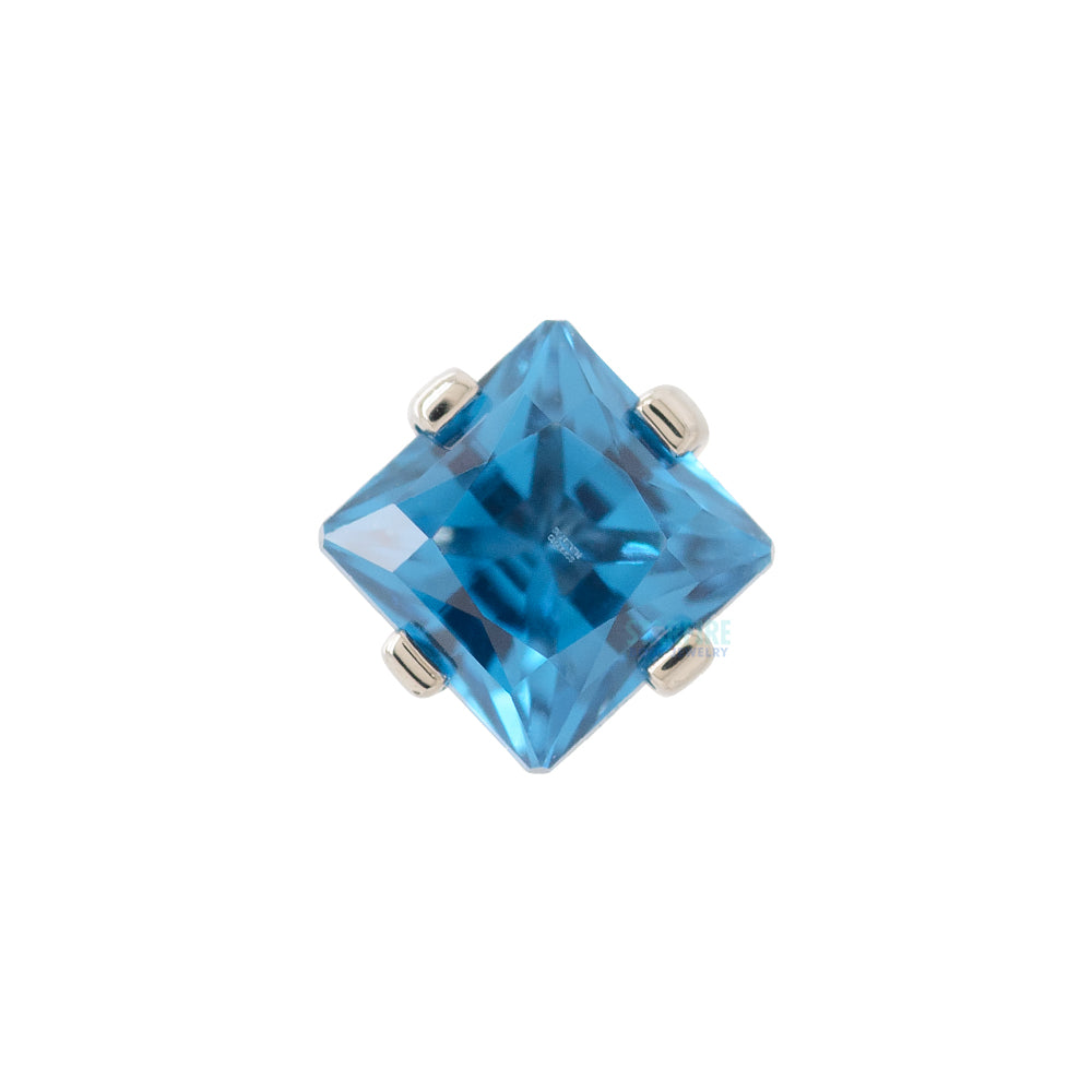 threadless: Prong-Set Square Princess Star-Cut Faceted Gem End