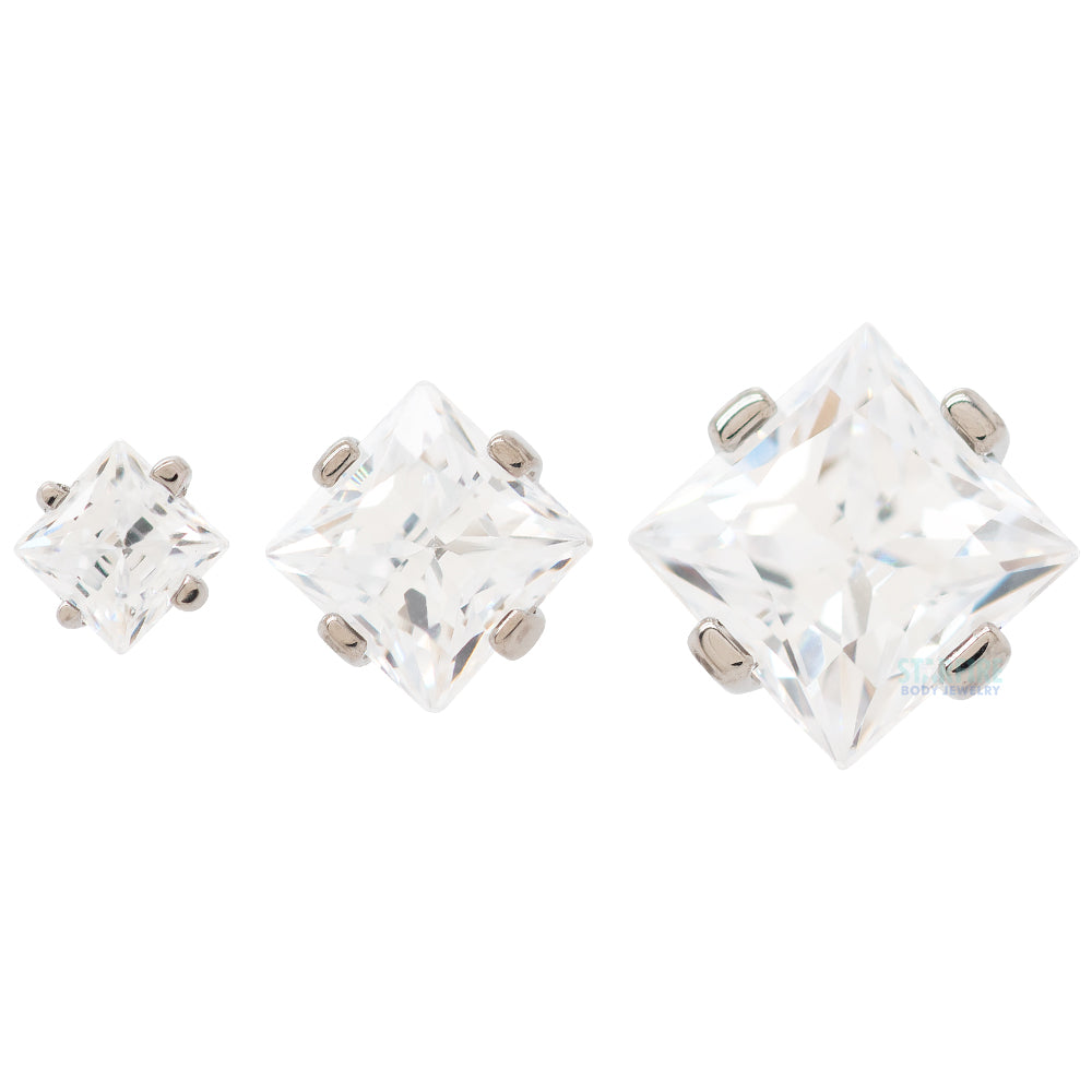 threadless: Prong-Set Square Princess Star-Cut Faceted Gem End