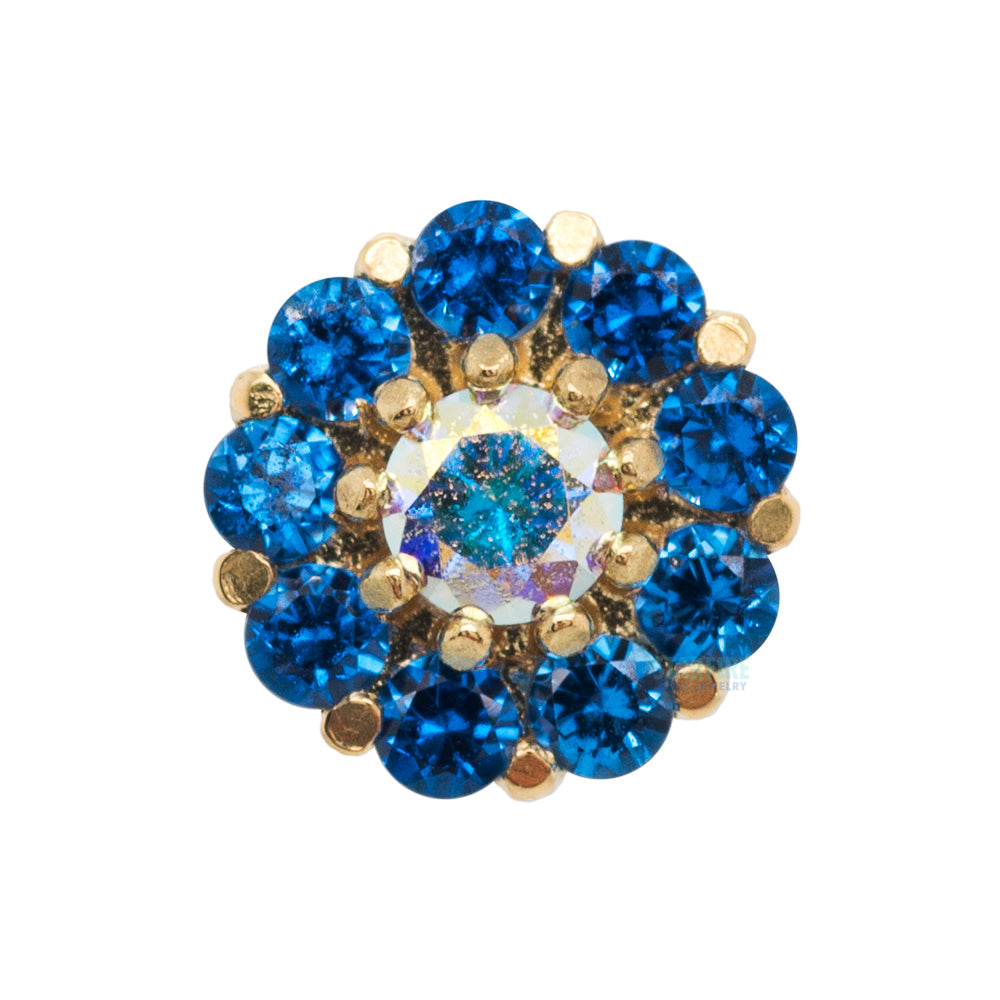 "Miro" Threaded End in Gold with Brilliant-Cut Gems - custom color combos