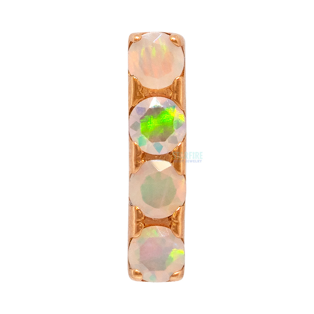 4 Gem Bar Threaded End in Gold with Prong-Set Brilliant-Cut Gems