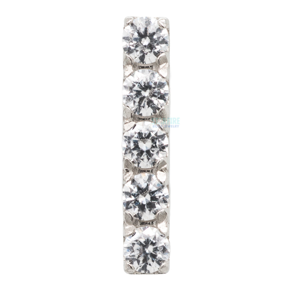 5 Gem Bar Threaded End in Gold with Prong-Set Brilliant-Cut Gems