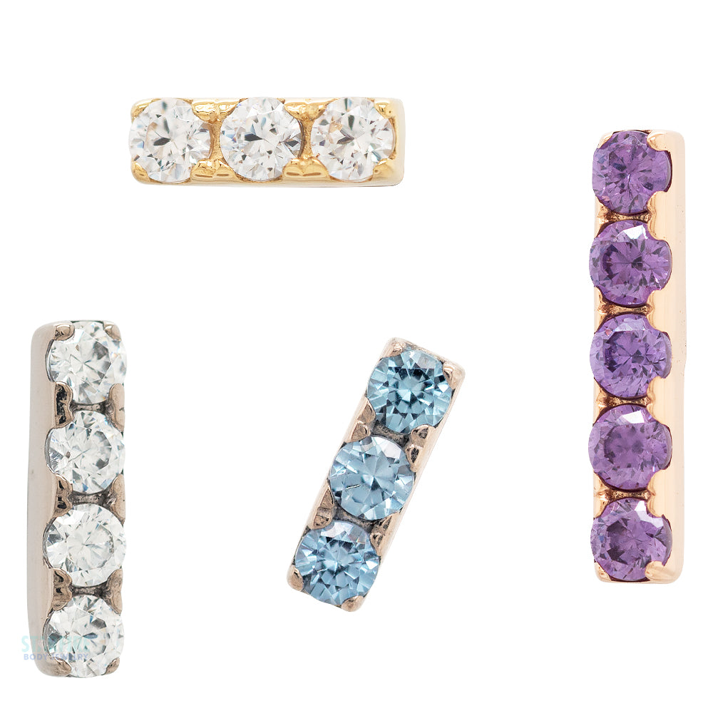 4 Gem Bar Threaded End in Gold with Prong-Set Brilliant-Cut Gems