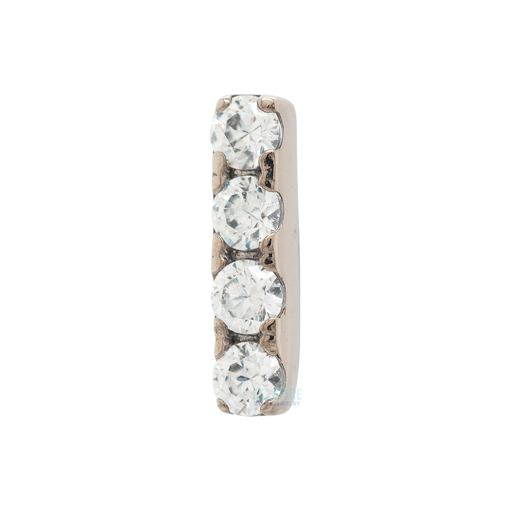 4 Gem Bar Threaded End in Gold with Prong-Set Brilliant-Cut Gems