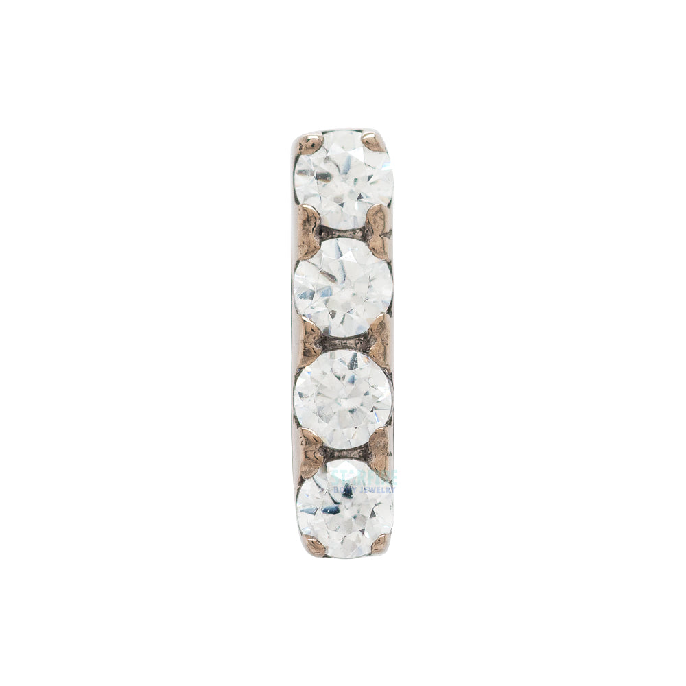 4 Gem Bar Threaded End in Gold with Prong-Set Brilliant-Cut Gems