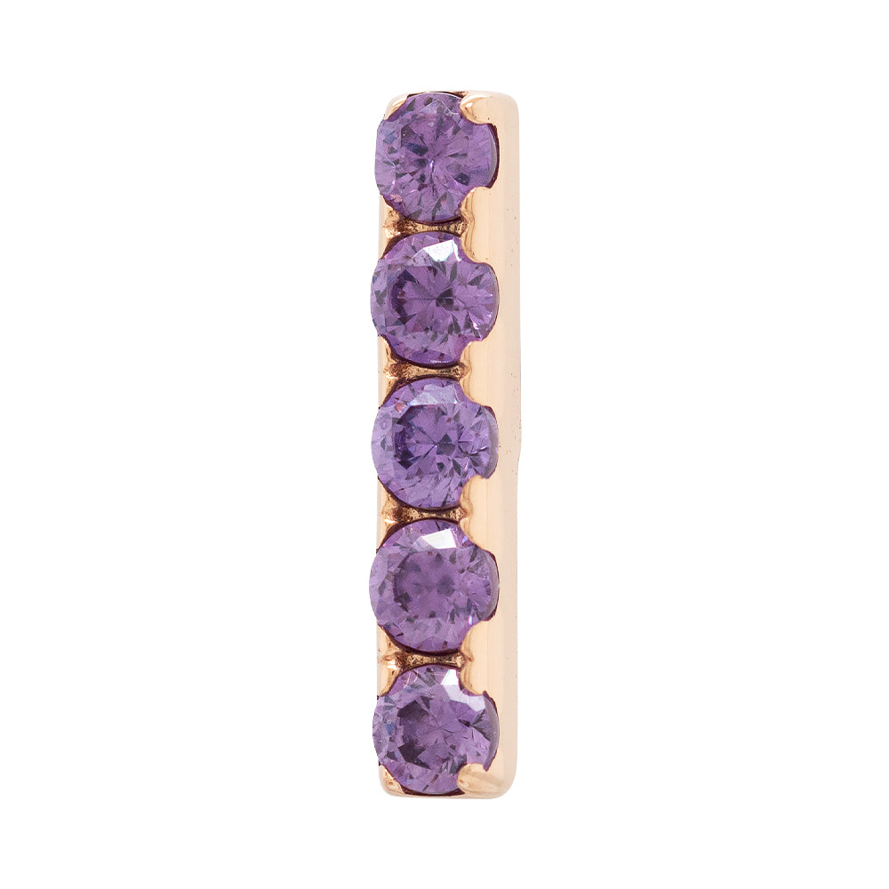 5 Gem Bar Threaded End in Gold with Prong-Set Brilliant-Cut Gems