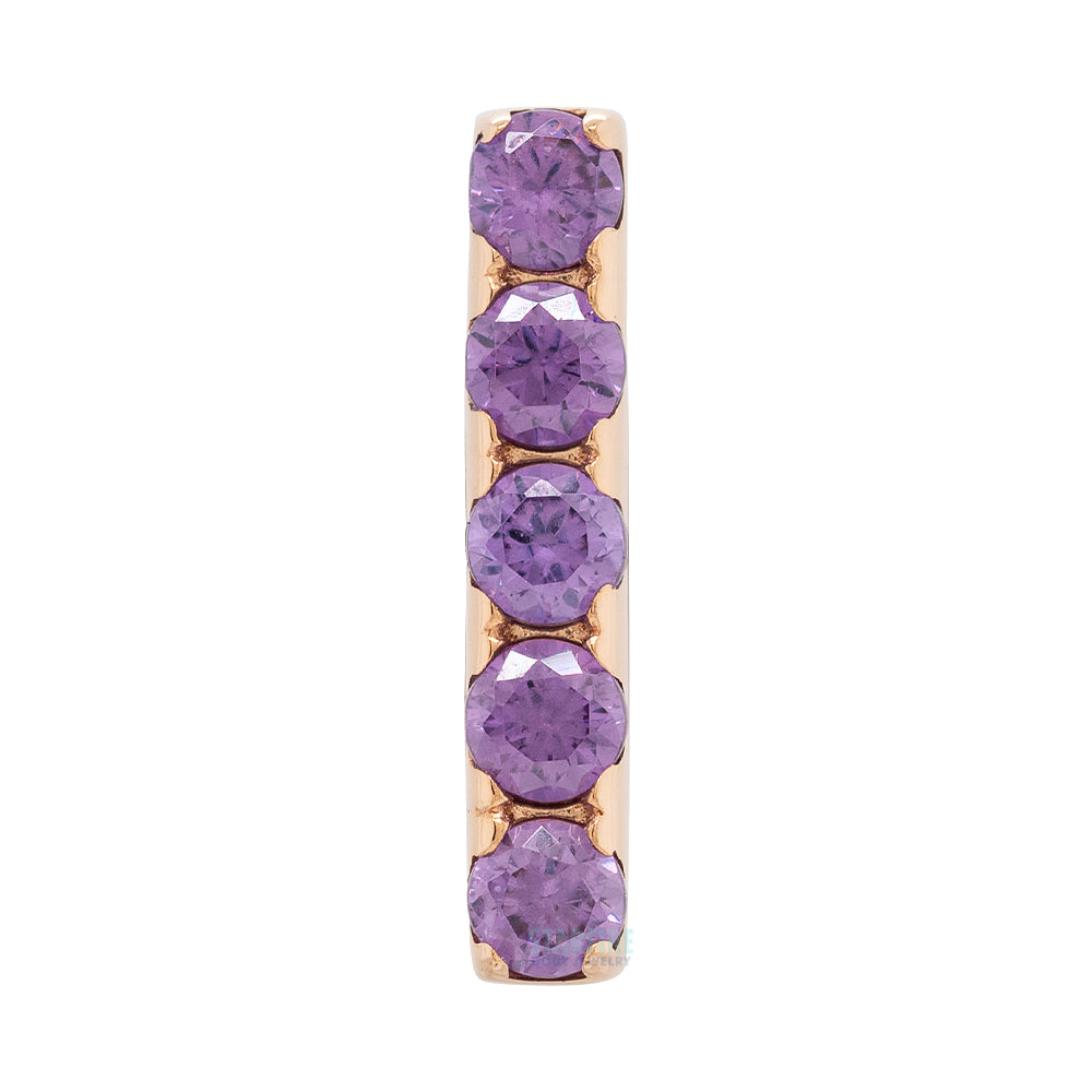 5 Gem Bar Threaded End in Gold with Prong-Set Brilliant-Cut Gems