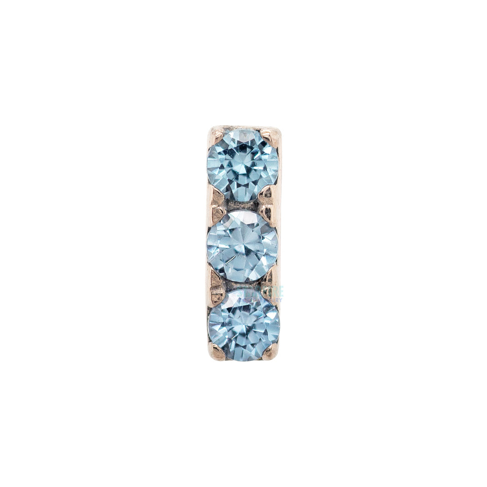 threadless: 3 Gem Bar Prong-Set Brilliant-Cut Gem End in Gold