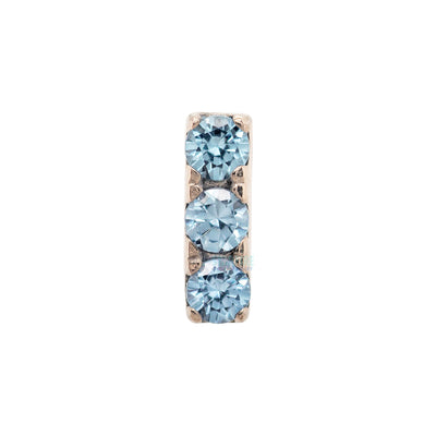 threadless: 3 Gem Bar Prong-Set Brilliant-Cut Gem End in Gold