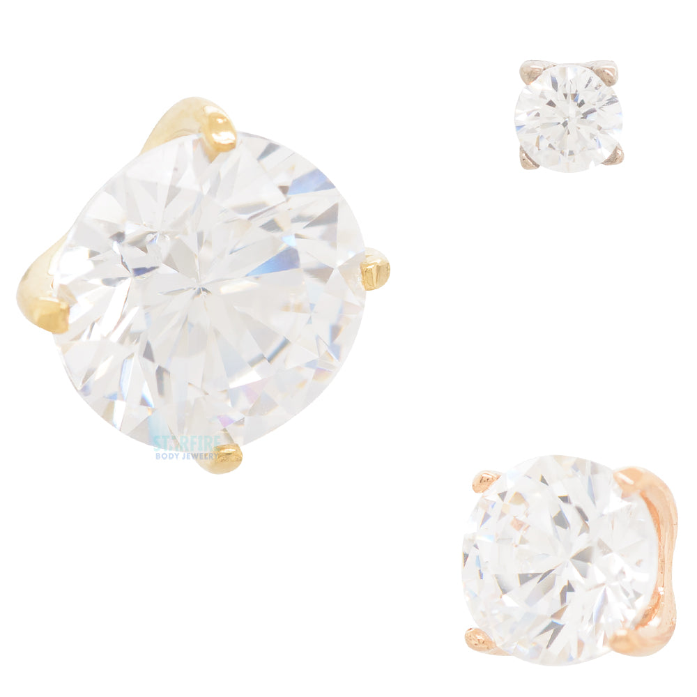 5mm "Tiffany" Prong-Set Brilliant-Cut Gem Threaded End in Gold