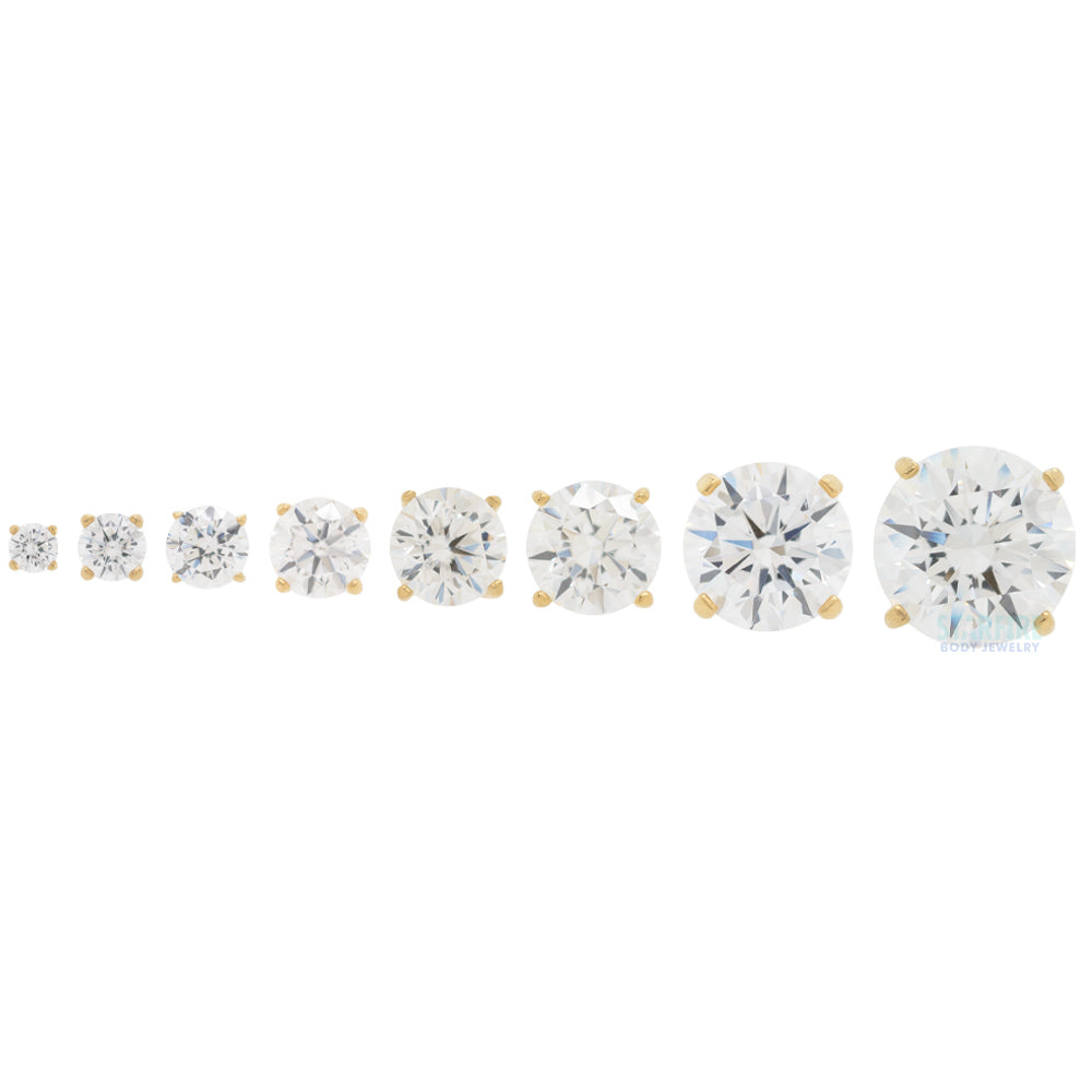 6mm "Tiffany" Prong-Set Brilliant-Cut Gem Threaded End in White Gold