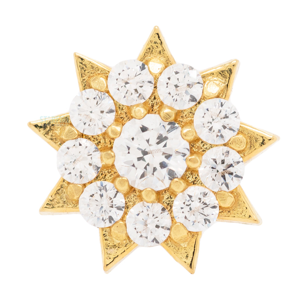 "Miro Starburst" Prong-Set Brilliant-Cut Gem Threaded End in Gold