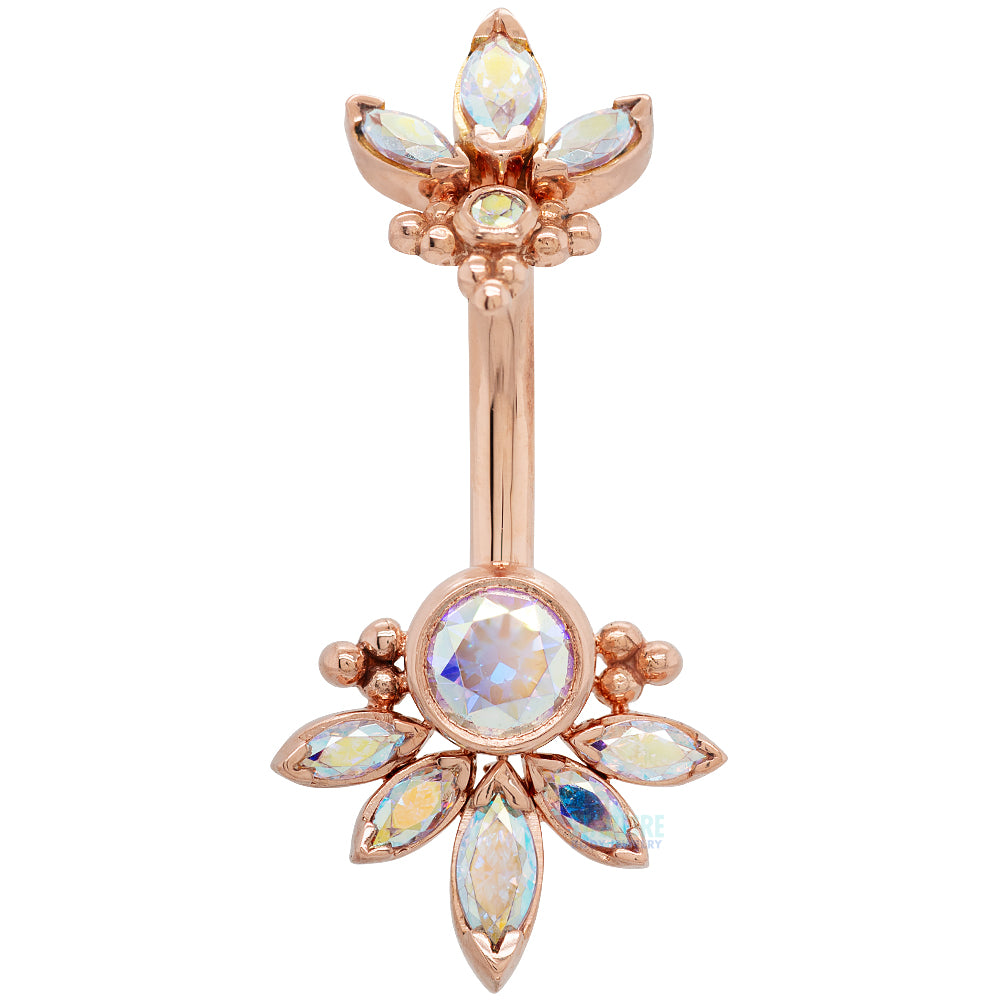 "Lillian" Faceted Gem Navel Curve in Gold
