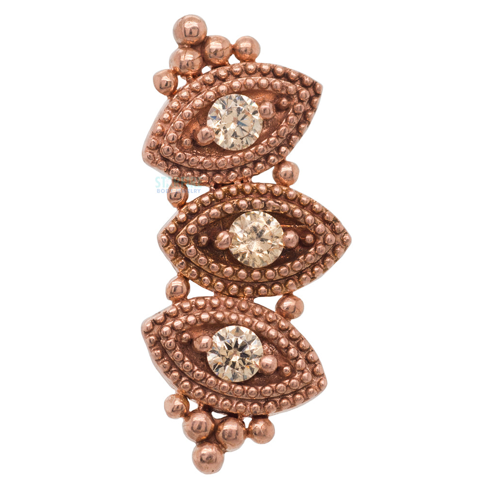 "Clara" Threaded End with Faceted Gems in Gold