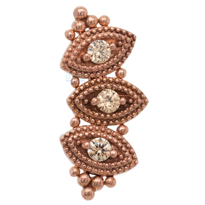 "Clara" Threaded End with Faceted Gems in Gold