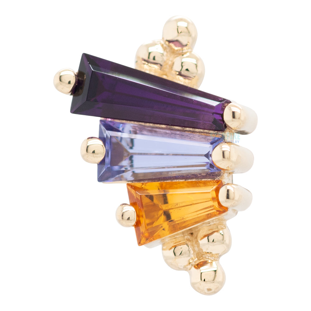 "Devotion" Threaded End in Gold with Amethyst, Tanzanite & Citrine