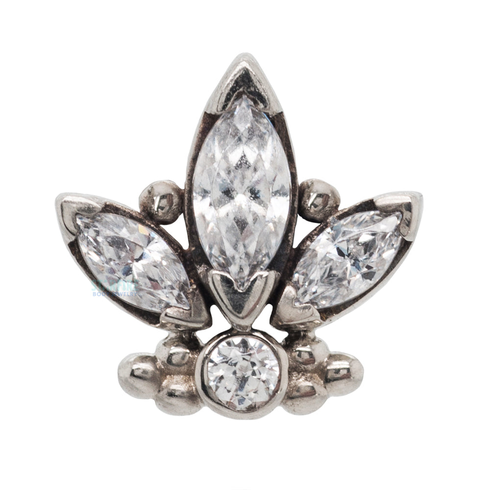 "Norma" Threaded End with Faceted Gems in Gold