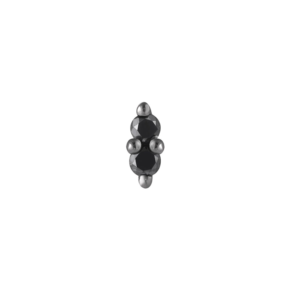 threadless: "Mishka" End in Black Rhodium - Gold with Black Diamonds