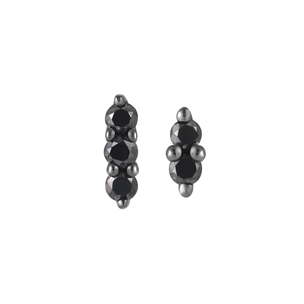 threadless: "Mishka" End in Black Rhodium - Gold with Black Diamonds