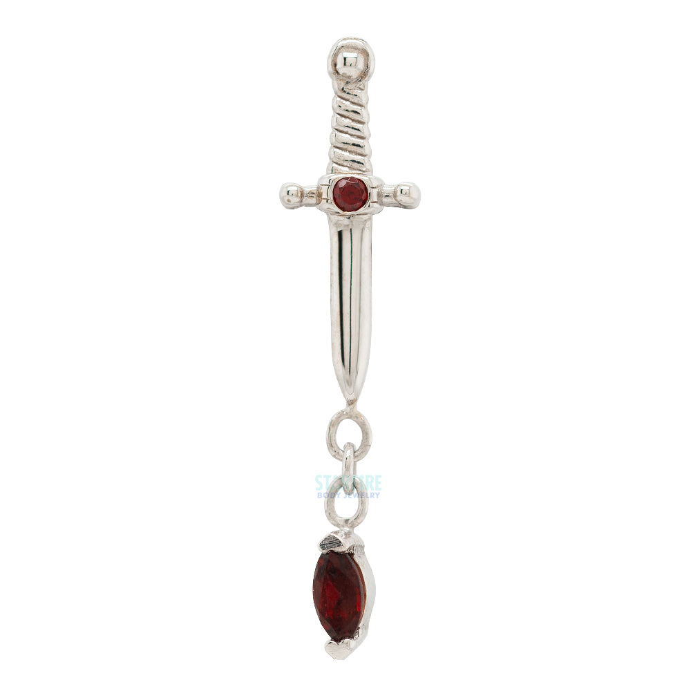 "Kiss of Death" Threaded End in Gold & Platinum with Double Garnet
