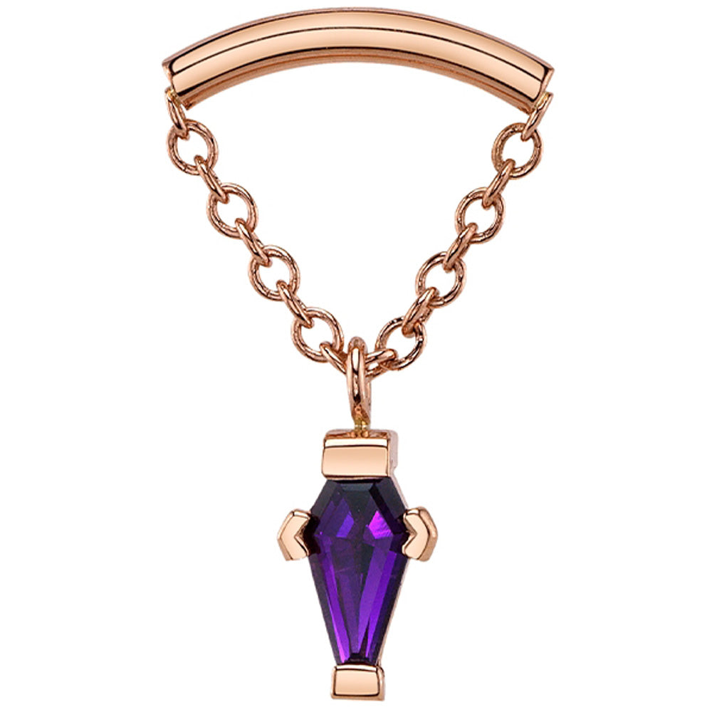 "Kendall Coffin" Hidden Helix Threaded End in Gold with Amethyst