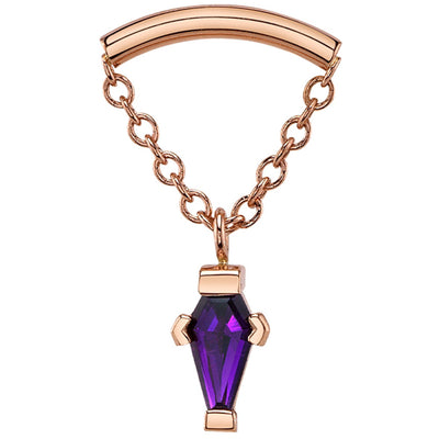 "Kendall Coffin" Hidden Helix Threaded End in Gold with Amethyst