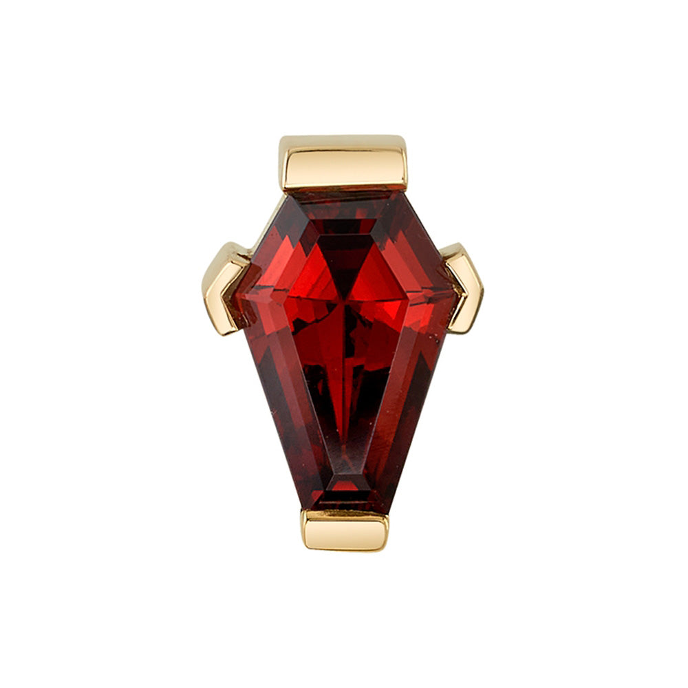 "Coffin" Prong-Set Threaded End in Gold & Platinum with Garnet
