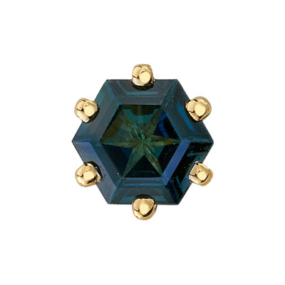 Hexagon Prong-Set London Blue Topaz Threaded End in Gold